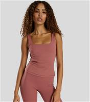 Women's Mid Pink Scoop Neck Built-In-Bra Vest Top South Beach New Look