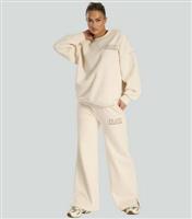 Women's Cream Borg Fleece Lined Pilates Crew Neck Sweatshirt South Beach New Look