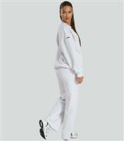 Women's Grey Borg Fleece Lined Wide Leg Joggers South Beach New Look