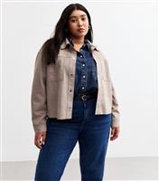 Women's Plus Size Mink Faux Suede Shacket Curves New Look