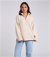Women's Cream Half Zip Jumper Urban Bliss New Look