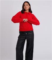Women's Red Chenile Button Up Jumper Urban Bliss New Look