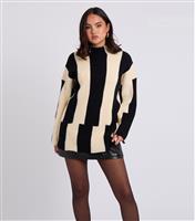 Women's Cream Colour Block Longline Jumper Urban Bliss New Look