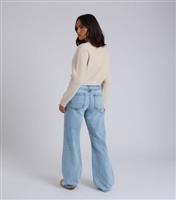 Women's Cream Floral Button Ribbed Cropped Cardigan Urban Bliss New Look