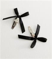 Pack Of 2 Satin Bow Hair Clips New Look