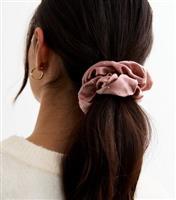 Pink Satin Diamant Scrunchie New Look