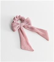 Pink Shimmer Pliss Bow Scrunchie New Look