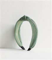 Turquoise Shimmer Pliss Knotted Headband New Look