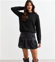 Women's Black Polka Dot Satin Mini Skirt New Look