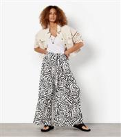 Women's White Patterned Wide Leg Trousers Apricot New Look