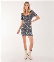 Women's Black Floral Embroidered Mini Dress Pink Vanilla New Look