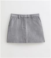 Women's Petite Grey High Waisted A-Line Mini Skirt New Look