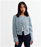 Women's Petite Blue Boucl Jacket New Look