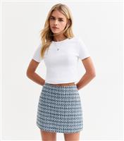 Women's Petite Blue Boucle A-Line Skirt New Look