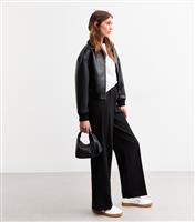 Women's Tall Black Pleated Wide Leg Tailored Trousers New Look