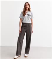 Women's Tall Grey Pleated Wide Leg Tailored Trousers New Look