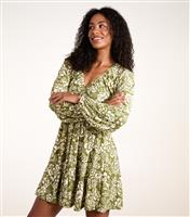 Women's Green Floral Print Mini Dress Blue Vanilla New Look