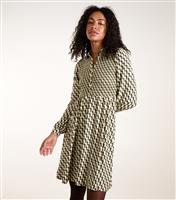 Women's Green Patterned Smock Mini Shirt Dress Blue Vanilla New Look