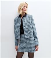 Women's Blue Boucle Crew Neck Jacket New Look