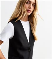 Women's Black One Button Tailored Waistcoat New Look