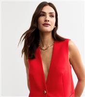 Women's Red One Button Tailored Waistcoat New Look