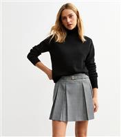 Women's Black Checked Plated Mini Skirt New Look