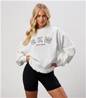 Women's Cream Relaxed Fit Logo Sweatshirt Gym King New Look
