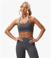 Women's Grey Seamless Strappy Sports Bra Gym King New Look