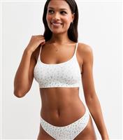 Women's Off White Ditsy Floral Rib Bralette New Look