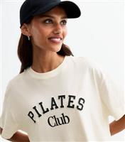 Women's Off White Cotton Pilates Club Oversized T-Shirt New Look