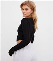 Women's Black Seam Detail Long Sleeve Crop Top WKNDGIRL New Look