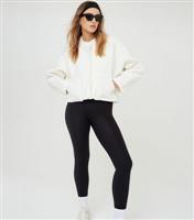 Women's Cream Textured Oversized Bomber Jacket WKNDGIRL New Look