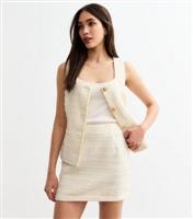 Women's Off White Boucl Mini Skirt New Look