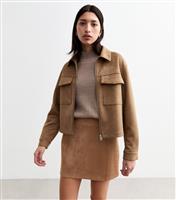Women's Camel Faux Suede Mini Skirt New Look
