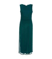 Women's Green Ruched Mesh Midi Dress Quiz New Look