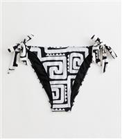 Women's Black Swirl Print Tie Side Bikini Bottoms New Look