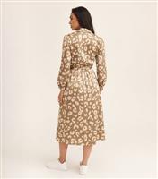 Women's Green Animal Print Belted Midi Shirt Dress Gini London New Look