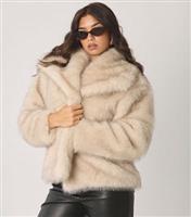 Women's Cream Wide Collar Faux Fur Coat WKNDGIRL New Look
