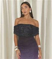 Women's Purple Ombre Mesh Bardot Dress WKNDGIRL New Look