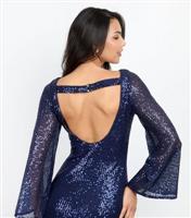 Women's Navy Sequinned Backless Mini Dress Little Mistress New Look