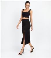 Women's Black Split Midi Skirt Little Mistress New Look