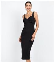 Women's Black Knot Front Midi Dress Little Mistress New Look