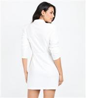 Women's White Ruffled Blazer Mini Dress Little Mistress New Look