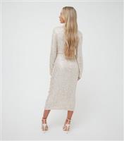 Women's Cream Sequin Ruched Midi Dress WKNDGIRL New Look