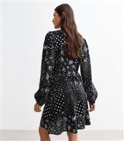 Women's Black Polka Dot And Floral Print Mini Dress New Look