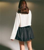 Women's Black Taffeta Puff Mini Skirt New Look
