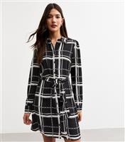 Women's Black Checked Mini Shirt Dress New Look