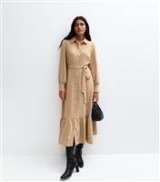 Women's Camel Western Tiered Midi Shirt Dress New Look