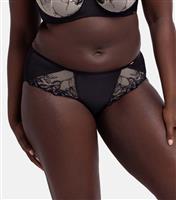 Women's Plus Size Black Contrast Panel Lace Briefs Curves Dorina New Look