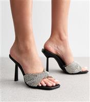 Women's Pegasus Silver Crystal Mule Sandals Public Desire New Look